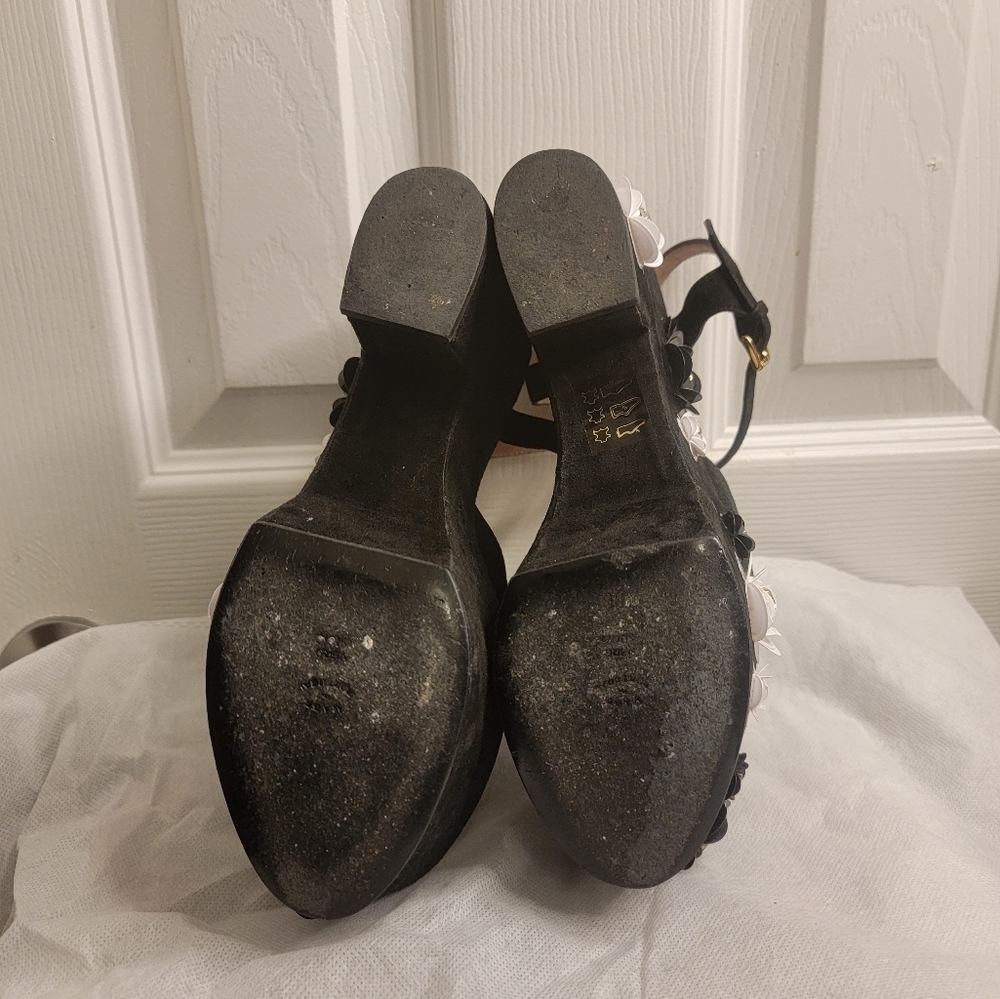 Boutique Moschino black suede high platform heels sandals Shoes Size 38 - Picture 5 of 16